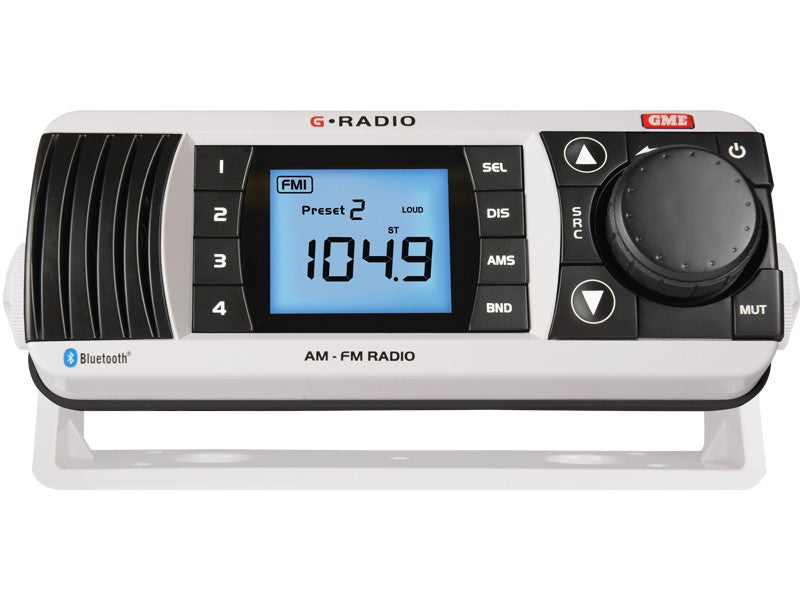 GME AM/FM Marine Radio w/ Bluetooth, White - GR300BTW